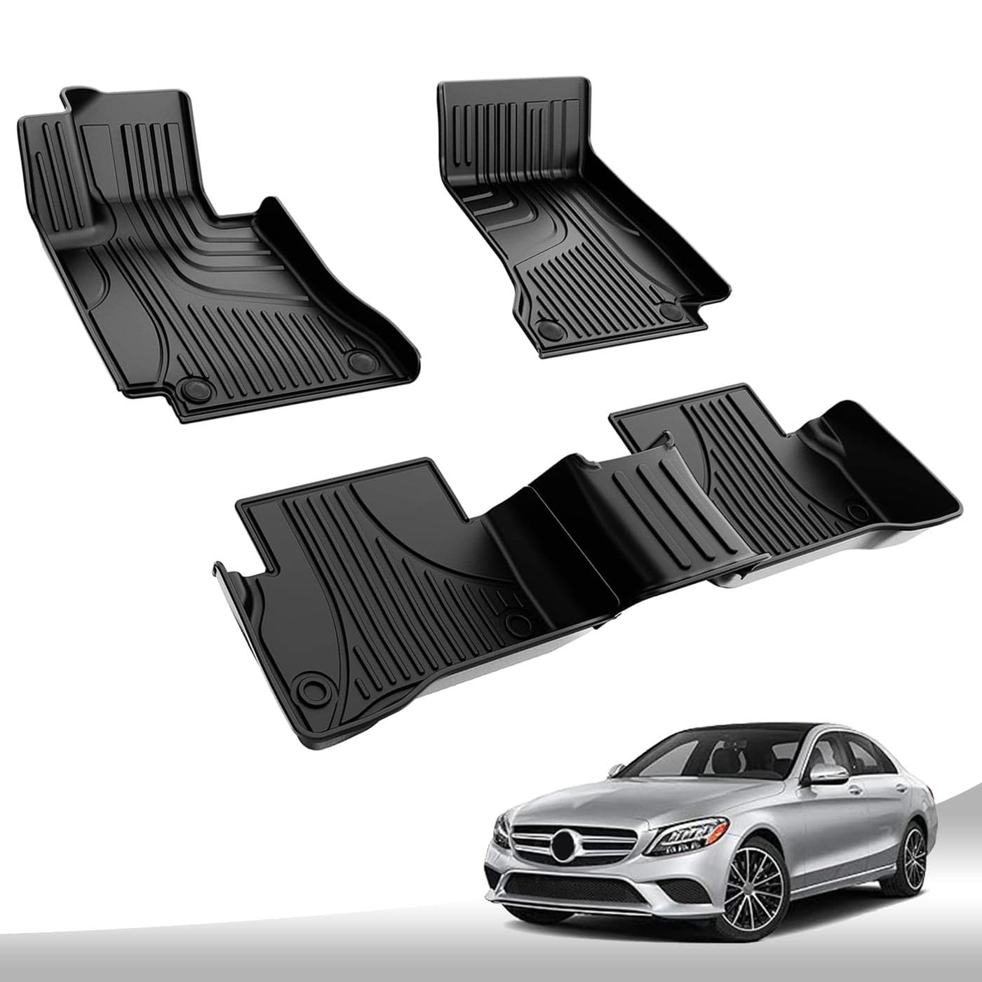 Floor Mats for MercedesBenz C300 20152021 AOMSAZTO All Weather Floor Mats for Mercedes Benz C Class Sedan Only 1st and 2nd Row