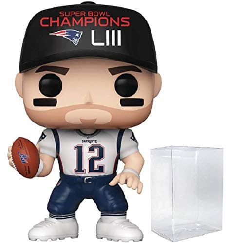 POP Football Patriots Tom Brady SB Champions LIII Funko Vinyl Figure Bundled with Compatible Box Protector Case