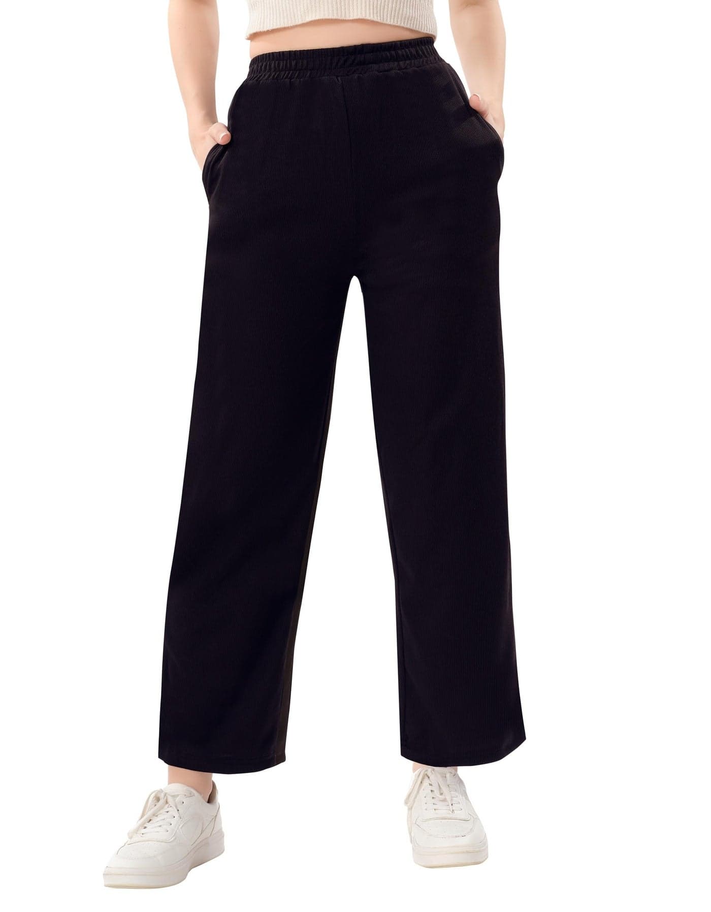 TRASA Women’s Parachute Cargo Pants – High Waist Korean Trousers| Trendy Casual Wear for Daily & Travel Use - Black - S