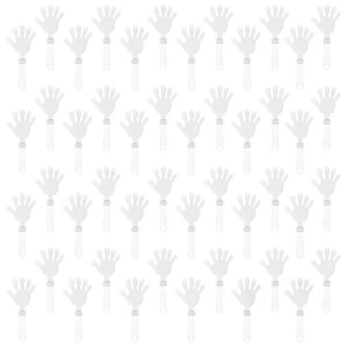 ZCYSRLQIN 48 Pcs White Hand Clappers 75 Inch Clappers Noisemakers Noise Makers Party Favors Plastic Party Clapper for Sporting Events Cheers Ball Dance Basketball Football Noisemakers White