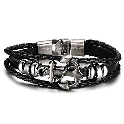 University Trendz Leather Base Metal Bracelet for Men & Women (Multi Color)