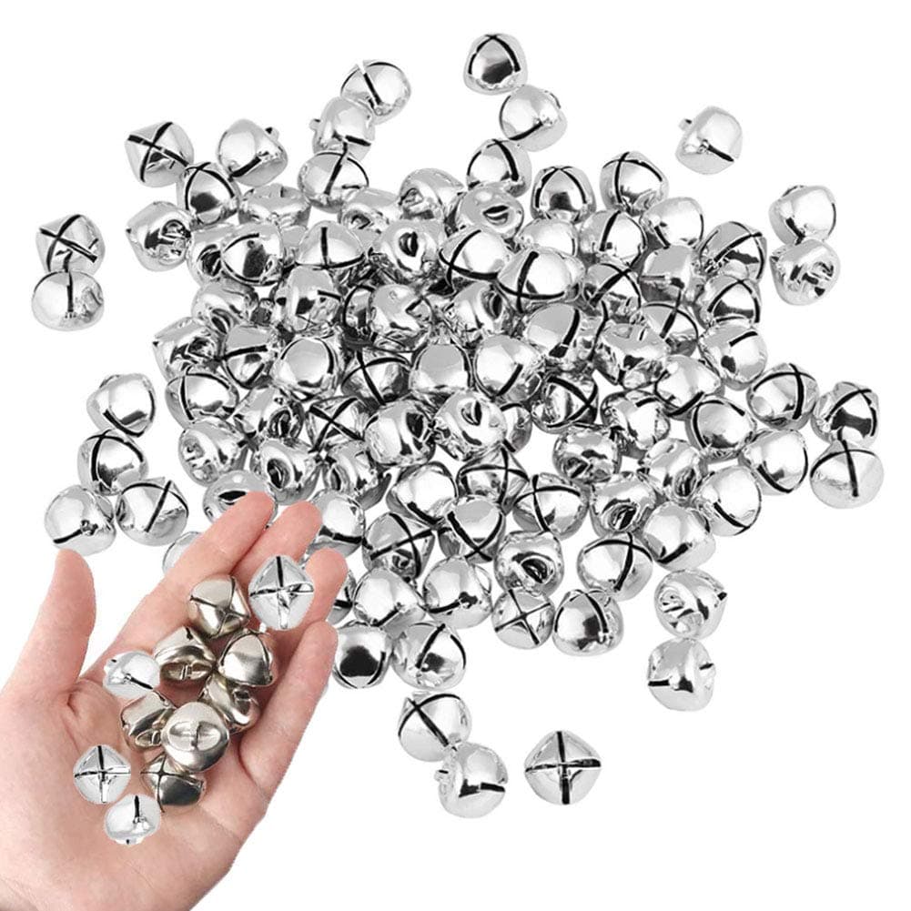 KISEER 100 Pcs Jingle Bells Bulk 1 Inch Craft Bells for DIY Christmas Home Decoration Silver