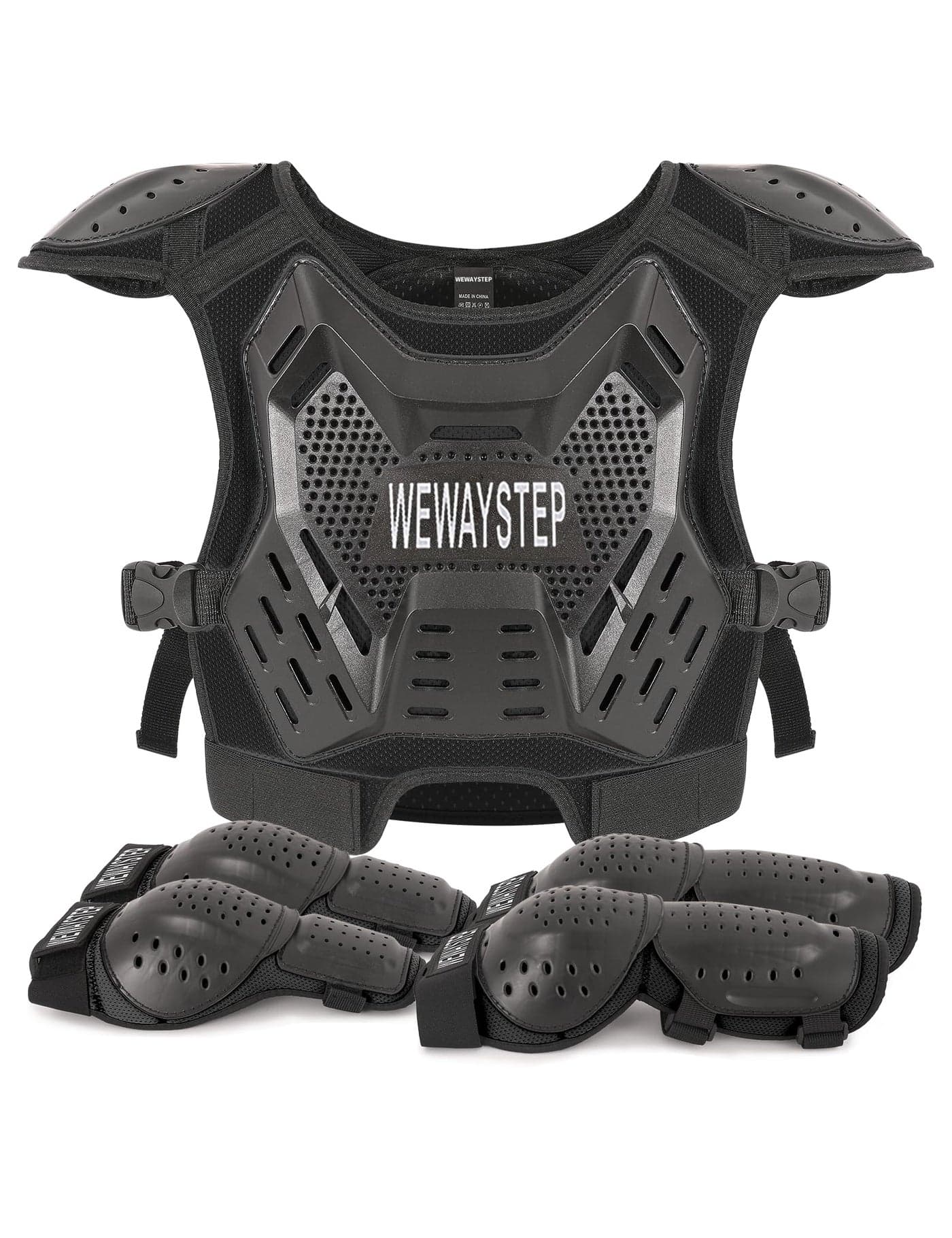 Kids Dirt Bike Gear Motorcycle Armor, Chest Protector Motocross Motorcycle Protective Gear Motorcycle Body Armor Vest with Elbow Knee Protector Pads Suit (Black)