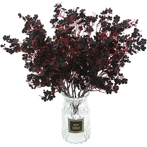 Hananona 10 Pcs Babys Breath Artificial Flowers Black Fake Silk Flowers for Halloween Home Decor Floral Arrangement Table Centerpieces (10, Black)