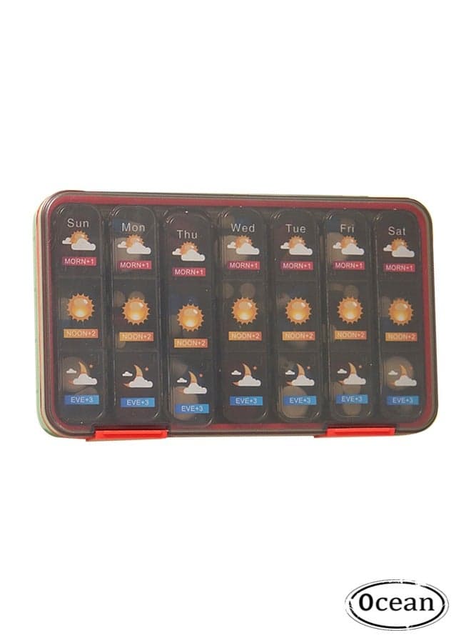 21 Cells 3 Times A Day Pill Organizer - Moistureproof Daily Cute Pill Box - Removable Separate Cell 21 Days Pill Case