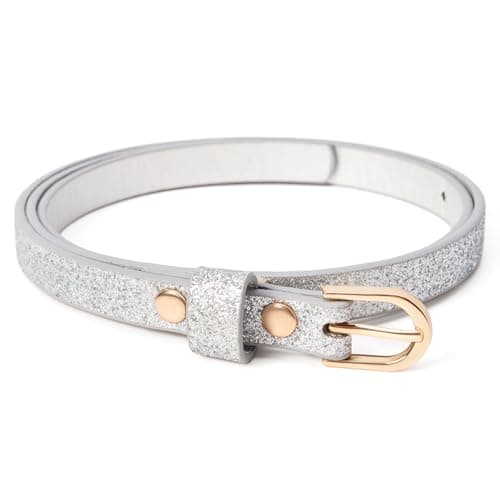 Peppercorn Kids Ultra Skinny Sparkly Belt M/L 8-14YR Classic Silver