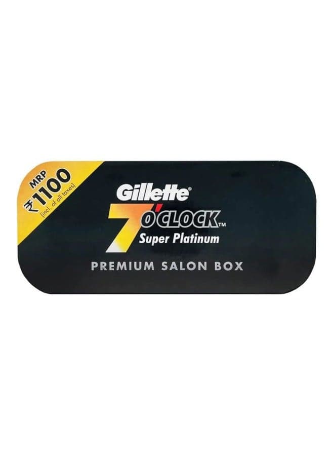 100 7 O'clock Super Platinum Double Edge Safety Razor Blades (20x5) - AKA 7'Oclock Black - Premium Blades on Display Card