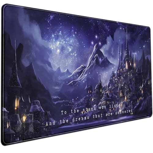 Night Purple Desk Mat Dark Academia Anime Computer Desk Keyboard Mat 315 X 158 in Office Decor for Women Castle Aesthetics Mouse Pad XXL for Desktop Laptop Computer Mouse Gaming Pad