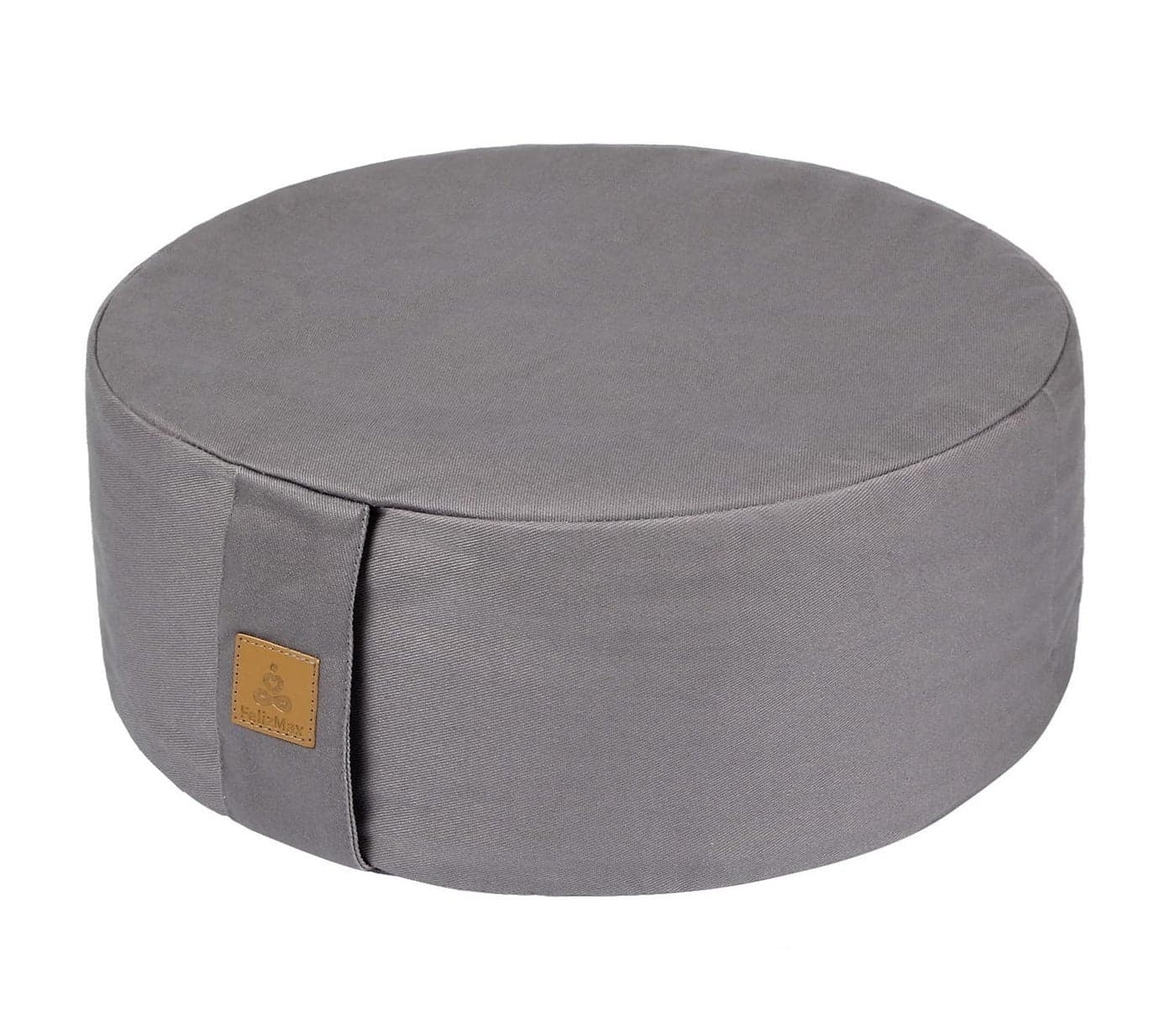 FelizMax Zafu Buckwheat Meditation Cushion,D=33cm/41cm H=14cm,Round Zabuton Meditation Pillow,Yoga Bolster Kneeling Pillow Premium Yoga Pillow Sitting on Floor Zippered Cotton Cover-41cm, Light Grey