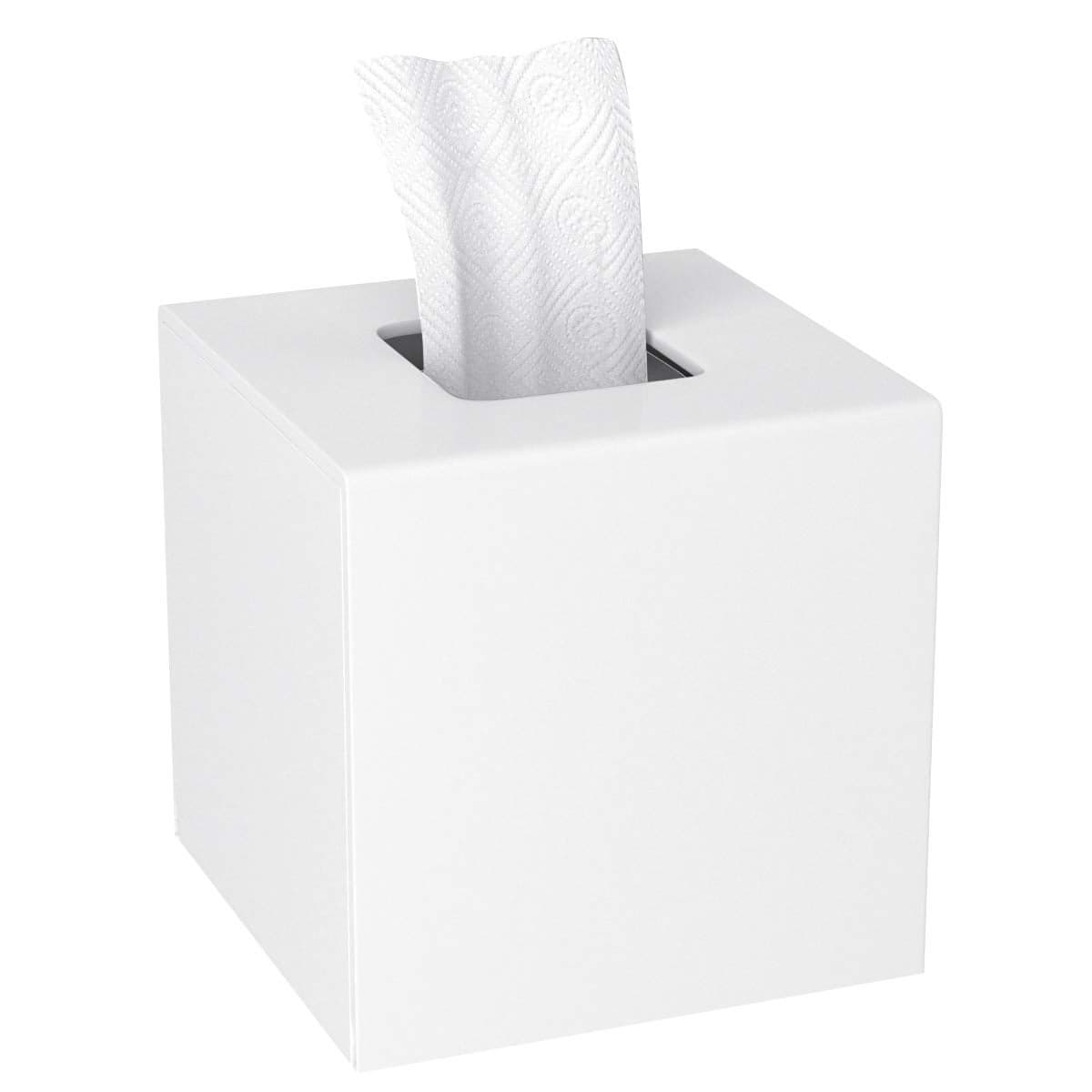 HIIMIEI Acrylic Tissue Box Cover White Tissue Holder Square Napkin Dispenser for Home Office Restaurant White