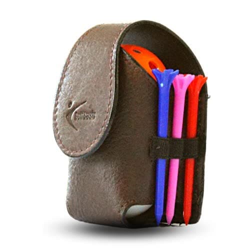 GolfBasic Leather Ball Pouch (Brown)