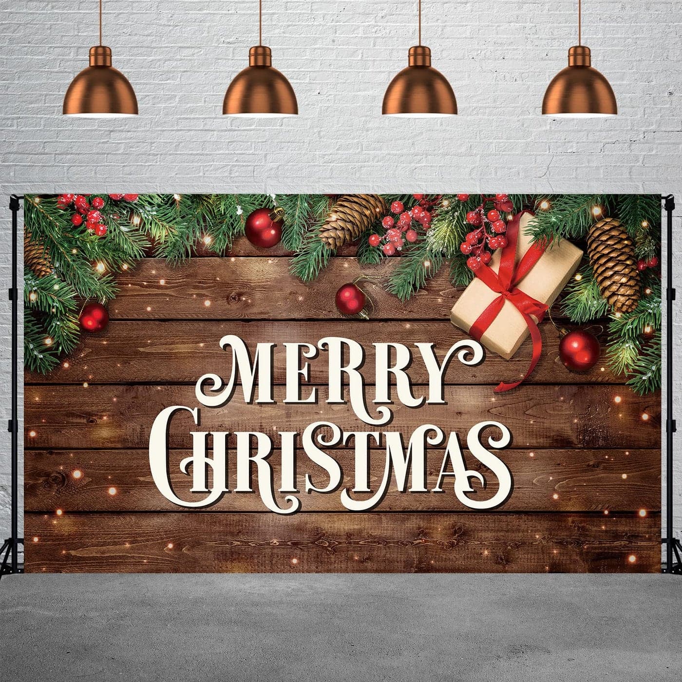 Tatuo Christmas Backdrop Merry Christmas Banner Party Decoration Xmas Photography Background Photo Props for Winter Holiday New Year Eve Indoor Outdoor Party Supplies 728 x 433 Inch