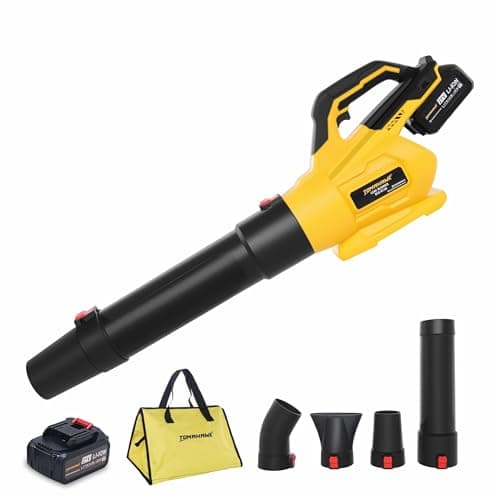 Tomahawk BLB-8130 20V Brushless Cordless Leaf Blower with 2×3.0Ah Batteries, 150 MPH Air Speed, 125 CFM Airflow, 4 Nozzles, Fast Charger & Carry Bag – Powerful Garden Cleaning Tool