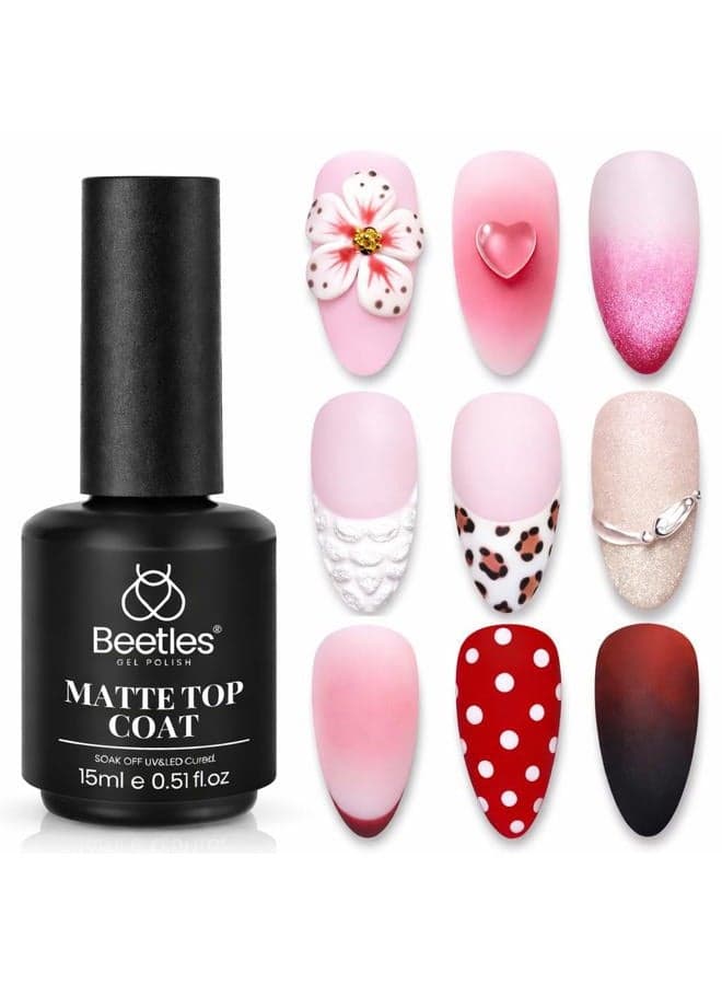 Beetles No Wipe Gel Top Coat and Base Coat Set, Soak Off LED Clear Gel Base Top Gel Glossy Shine Finish Long Lasting Gel Polish Base and Top Coat Gel Lamp Nails Art DIY Home