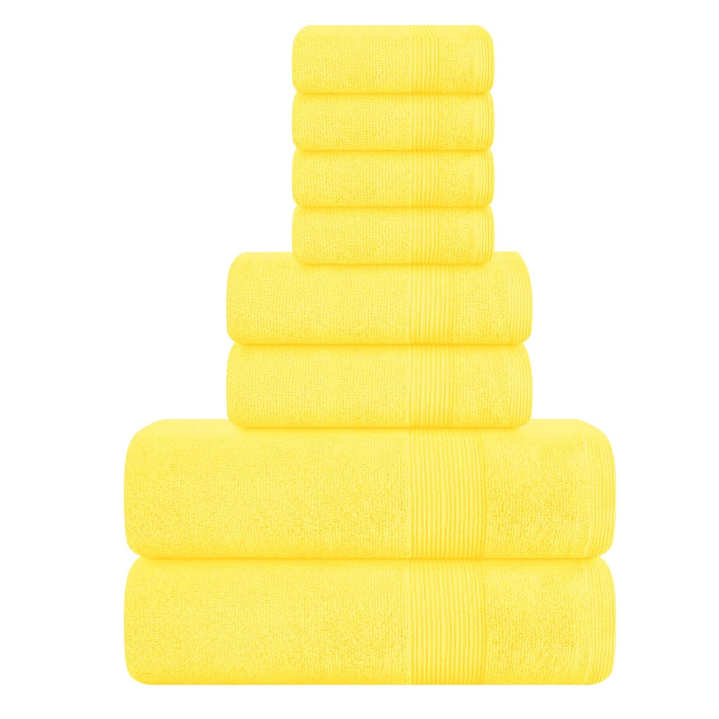 Belizzi Home 8 Piece Towel Set 100 Ring Spun Cotton 2 Bath Towels 27x54 2 Hand Towels 16x28 and 4 Washcloths 13x13 Ultra Soft Highly Absorbent Machine Washable Hotel Spa Quality Lime Yellow