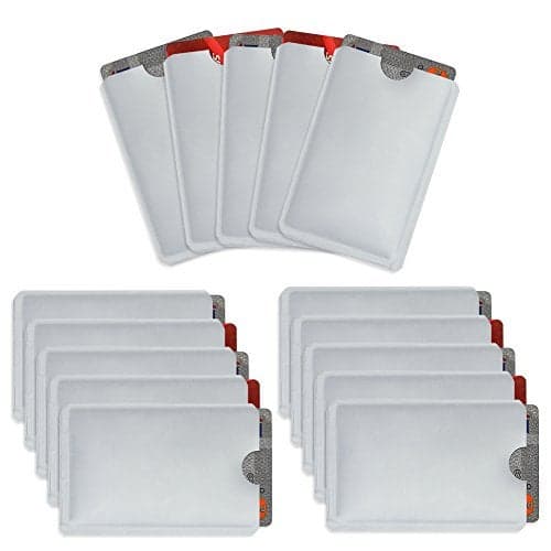 Owfeel RFID Blocking Secure Credit Card Sleeves Pack Of 15 Contactless Card Protection Holders Credit Card ID Anti Theft WaterProof Protector- Silver