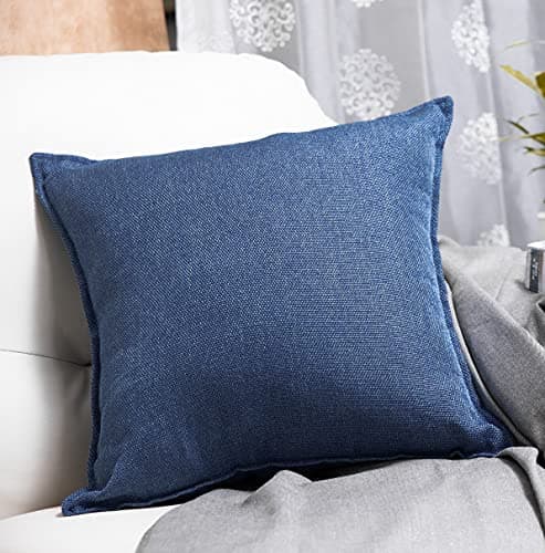 Khooti Decorative Jute Square Cushion Pillow Cover for Living Room Couch Diwan Single Seater Sofa, Colourful Modern Small 10 x 10 Inches / 25 x 25 cm (Colour - Navy Blue)(Set of 1 piece) C2