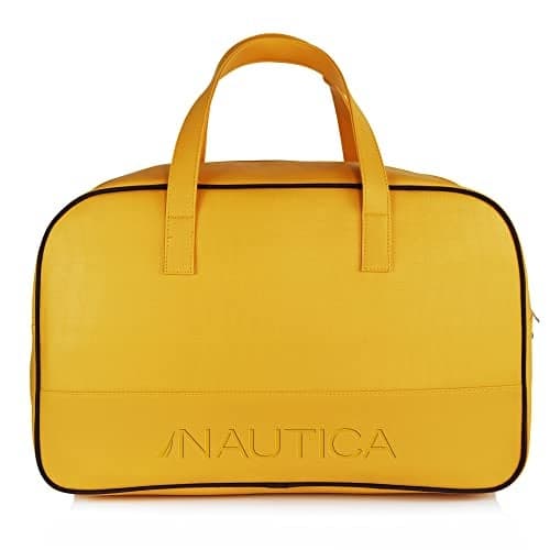 Nautica Unisex 25L PU Duffle Bag for Travel | Stylish Leatherette Cabin Luggage with Smooth Zippers | Compact, Comfortable & Spacious for Weekend Trips, Gym & Everyday Use | Yellow