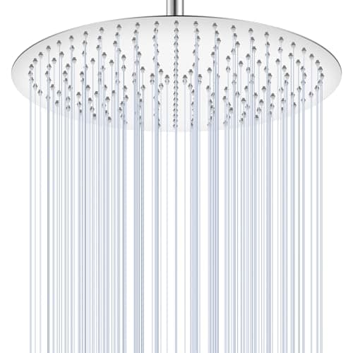 KINLIV 16 inch Round Rainfall Shower Head Chrome - All Metal Stainless Steel 304, Full Body Rainfall Shower with 230 Silicone Nozzles