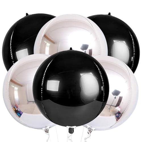 KatchOn Large Black and Silver Balloon 22 Inch Pack of 6 Black and Silver Mylar Balloons for New Years Decorations 2026 Birthday Bachelorette Party Decorations New Years Eve Balloons