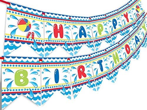 Pool Party Happy Birthday Banner Pool Party Pennant Classic