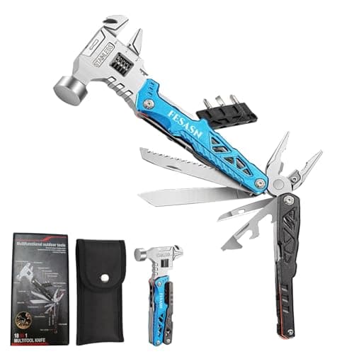 Fesasn Upgraded Adjustable Wrench Multitool Hammer, 18 in 1 Pocket Multi Tool Pliers, All-in-One Survival Camping Multi Tool Apply to Survival, Camping and Everyday Use