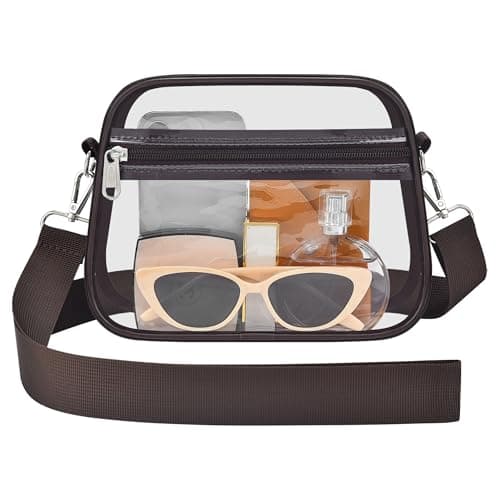Clear Bag for Stadium Events Stadium Approved Small Mini Clear Purse with Wide Adjustable Strap Womens TopHandle Handbags for Sports Concerts FestivalsChocolate
