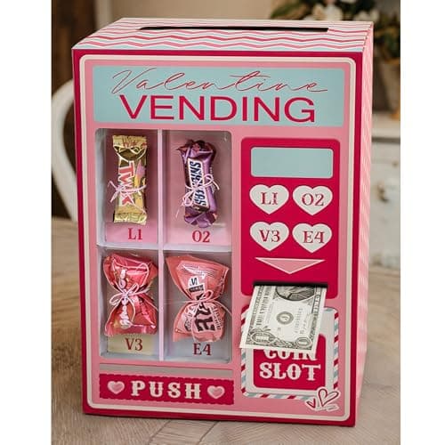Valentine Boxes for Kids Valentines Day Cards for Kids Vending Machine Valentine Boxes with 25 Valentine Cards for Girls Boys Toddlers Valentines Gifts for School Class Classroom Party Favors