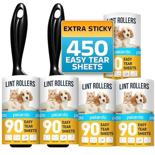 Lint Rollers for Pet Hair White Sticky Remover for Couch Clothes Furniture and Carpet Dog and Cat Fur Remover Animal Fuzz 5 Large Sticky Rollers