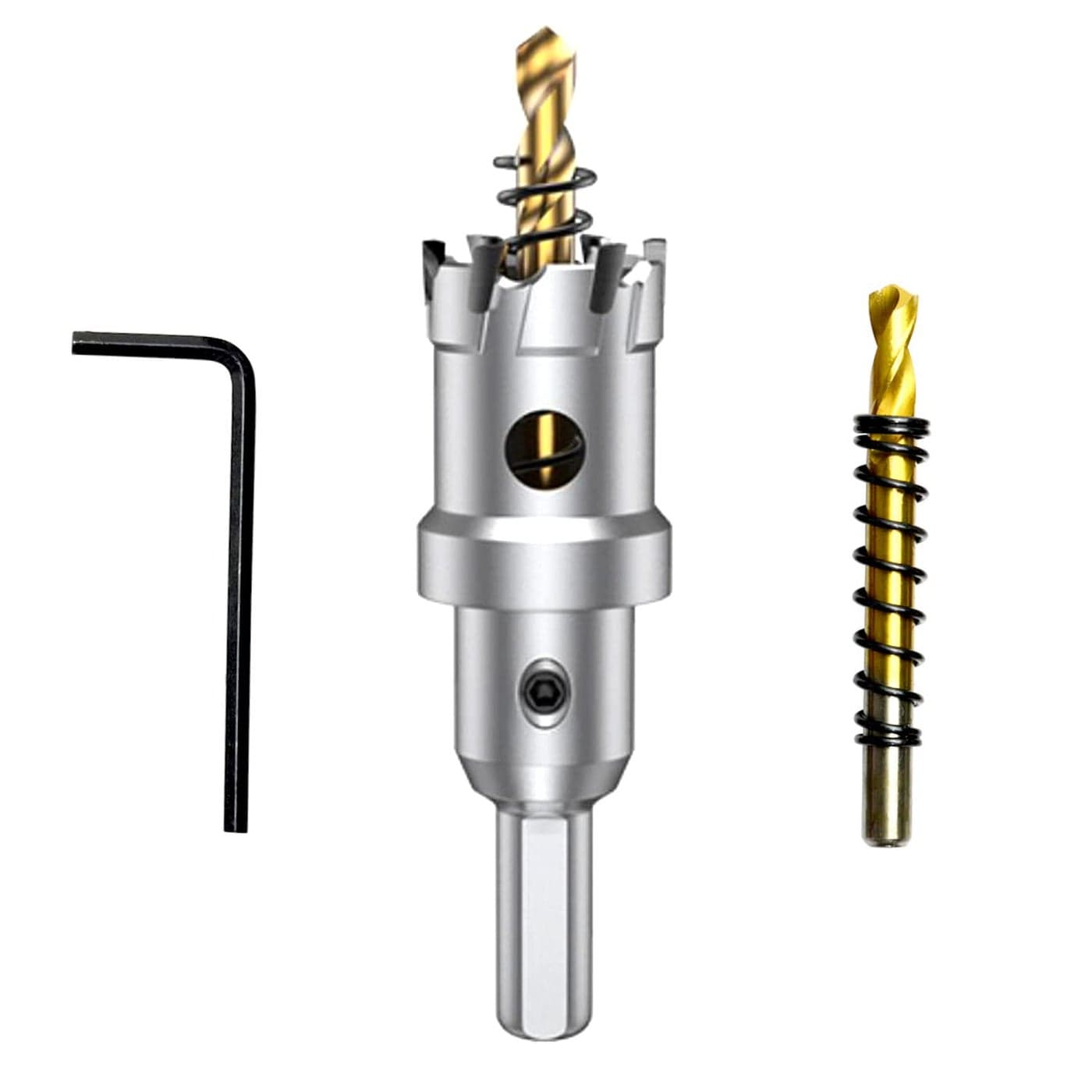 ASNOMY Tungsten Carbide Tipped Hole Saw Drill Bit for Hard Metal 1 Inch TCT Hole Saw Cutter with 2pcs TitaniumPlated Pilot Drill bit for Metal Steel Iron Wood Plastic
