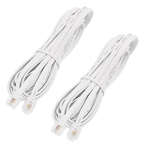 uxcell 6P4C RJ11 Telephone Extension Cable, 10Ft Modular Cable Conductor Phone Line Male Connector Double Ends for Landline, Fax, Modems, Answering Machines, 2Pcs