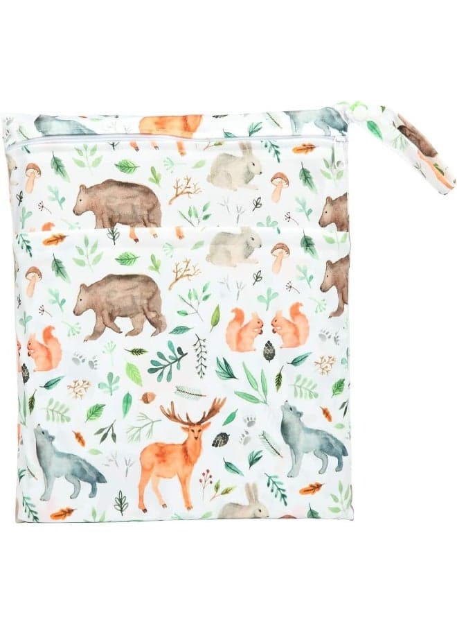 Sigzagor Wet Dry Bag Baby Cloth Nappy Reusable Washable With Two Zippered Pockets