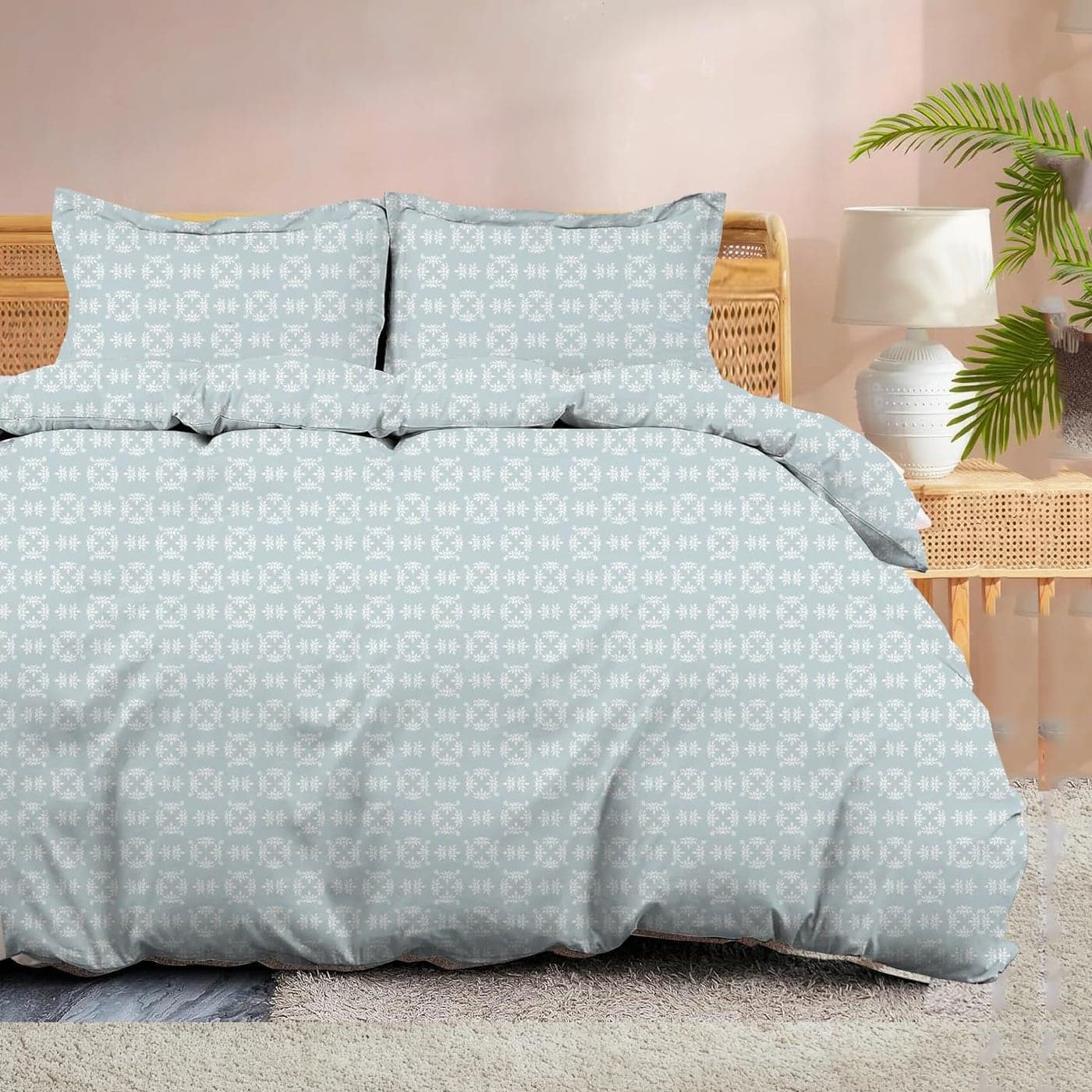100 Microfiber 1 Piece Duvet Cover Zipper Closure Soft Breathable for Comfortable Sleep Wrinkle Free DuvetQuiltRazaiComforter Cover Geometric Grace Double