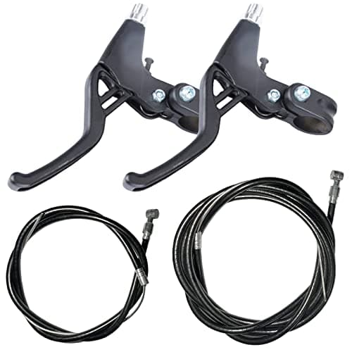 Lomodo 4 Pieces Bicycle Brake Accessories Including 2 Pack V-Brake Handlebar Aluminium Alloy Brake Levers (2.2 cm in Diameter) and 2 Pack Brake Wire for Mountain/Road/MTB Bike (Black)
