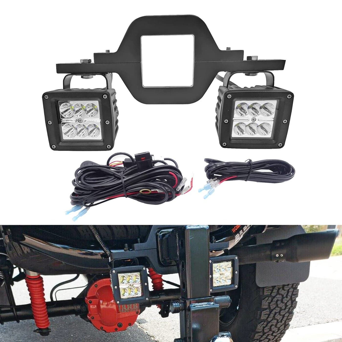 WSays Tow Hitch Light Kit 2PCS 3 LED Pods with 25 Tow Hitch Mounting Brackets and Wiring Harness Led Reverse Backup Lights OffRoad Driving Lighting Compatible with Truck Trailer RV SUV Pickup