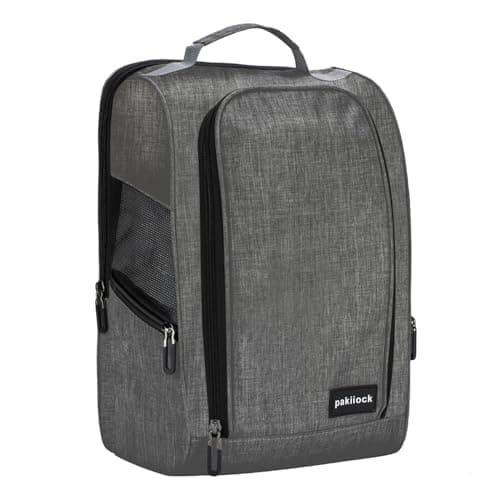 Pakiiock Golf Shoe Bag Zippered travel sport shoe bags With Mesh Ventilation large back pocket and side pocket for men women black