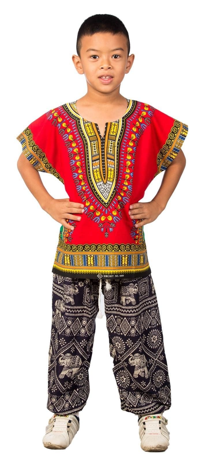 LOFBAZ African Dashiki Shirt for Kids Girls Boys Unisex Clothes Print T-Shirts Little Baby Toddler Dress Up Clothing Yellow 5-6Y