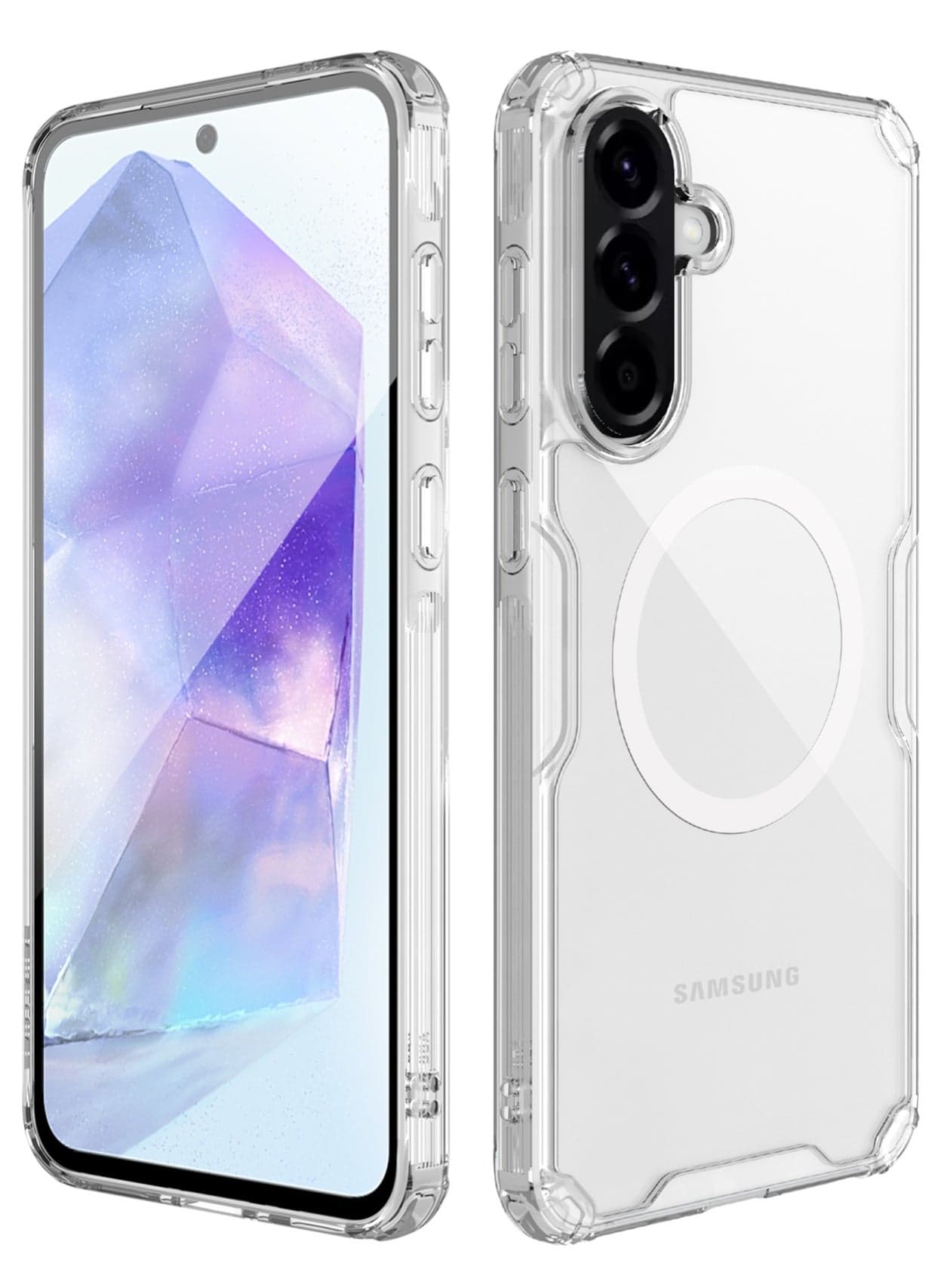 Magnetic for Samsung Galaxy A56 5G Case, Hard PC Back with Soft Edges Cover, Transparent