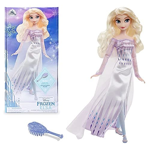 Disney Store Official Disney Princess Classic Doll (Elsa from Frozen 2), 11 Inches, Includes Brush with Molded Details, Fully Posable Toy in Classic Outfit - Disney Princess Toys for Girls