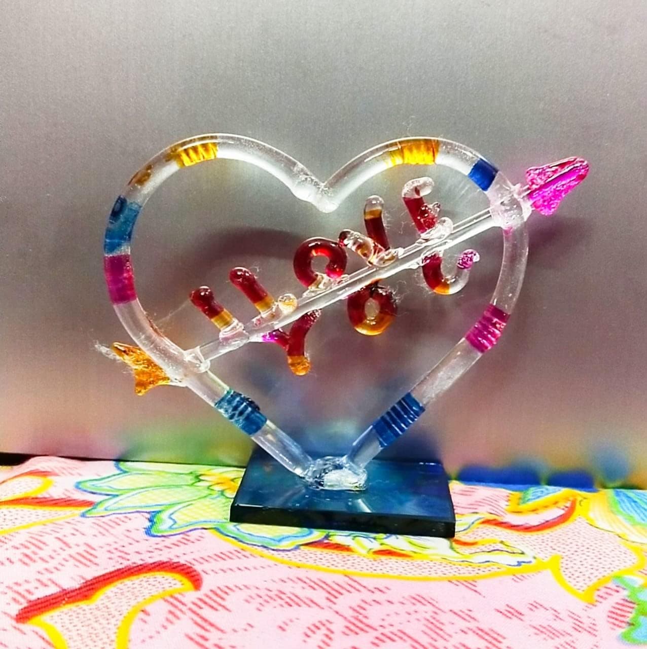 Colourful Crystal I Love You Word Heart Shape Ornament