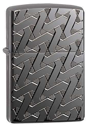 Zippo Armor Geometric Weave Design Pocket Lighter Black Ice