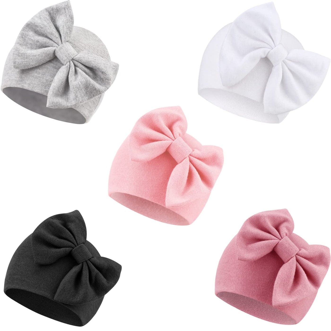 AQOKKA Newborn Baby Girl Hats with Bow Cotton Toddler Infant Beanie Cap Newborn Hospital Hats for Baby Girl Kid 024 Months