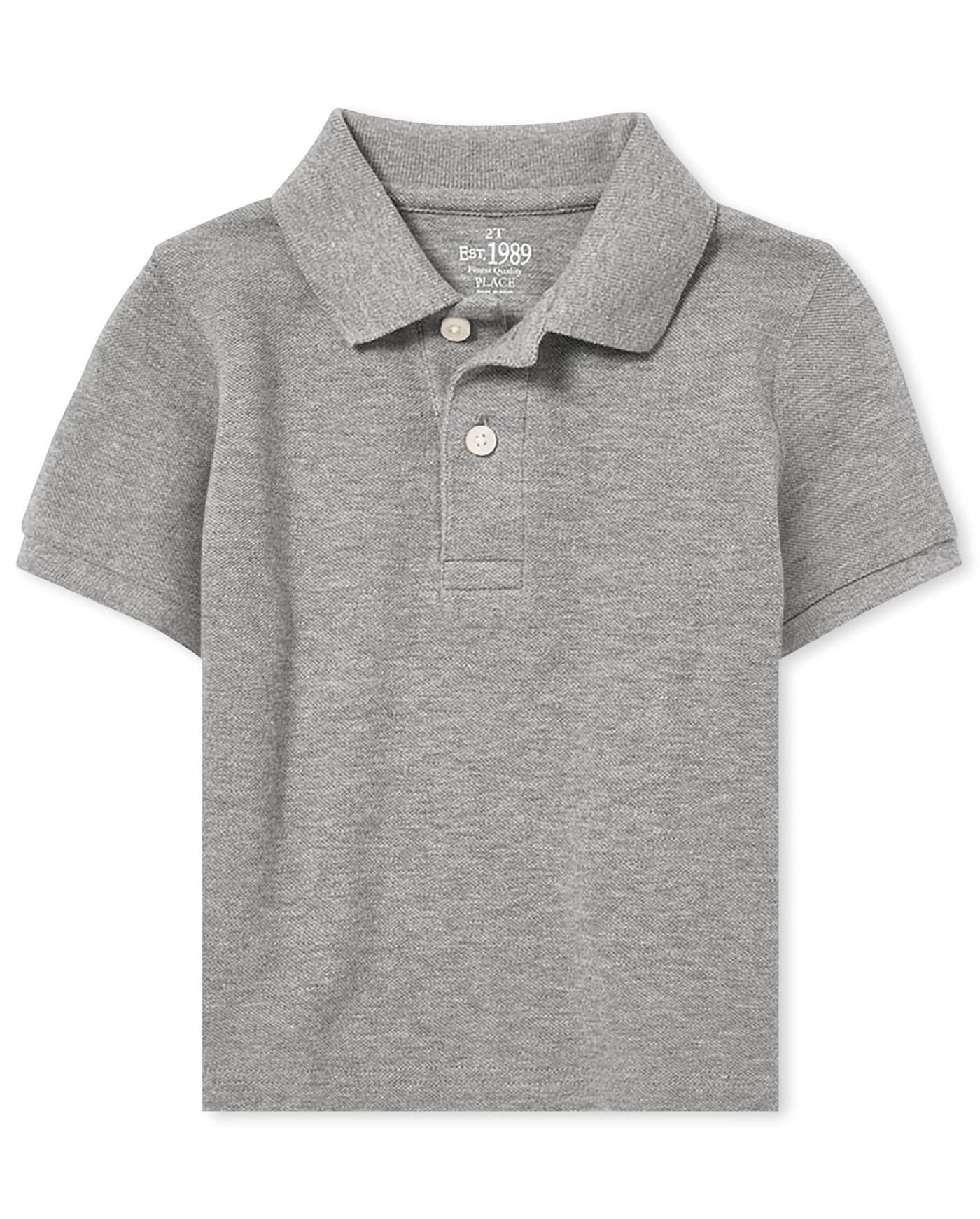 The Children's Place Baby Boys and Toddler Boys Short Sleeve Pique Polo, Smoke, 12-18 MONTHS