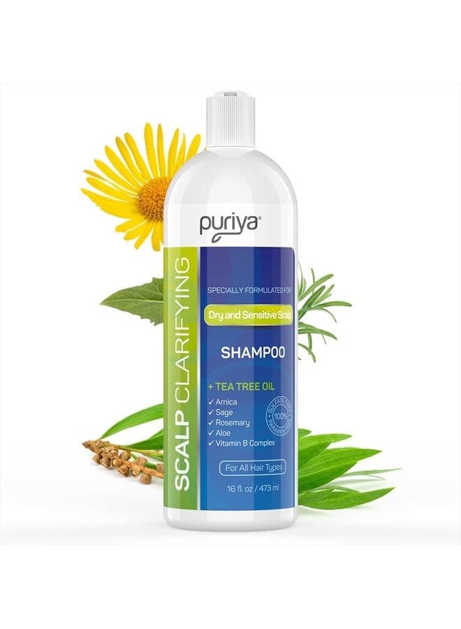 Tea Tree Clarifying Shampoo. Plant Rich Dry Itchy Scalp Relief, for Kids, Adults, Sulfate Free, No Harsh Chemicals Seen in Dandruff Treatment, Seborrheic Dermatitis, Psoriasis Shampoo, 16 oz