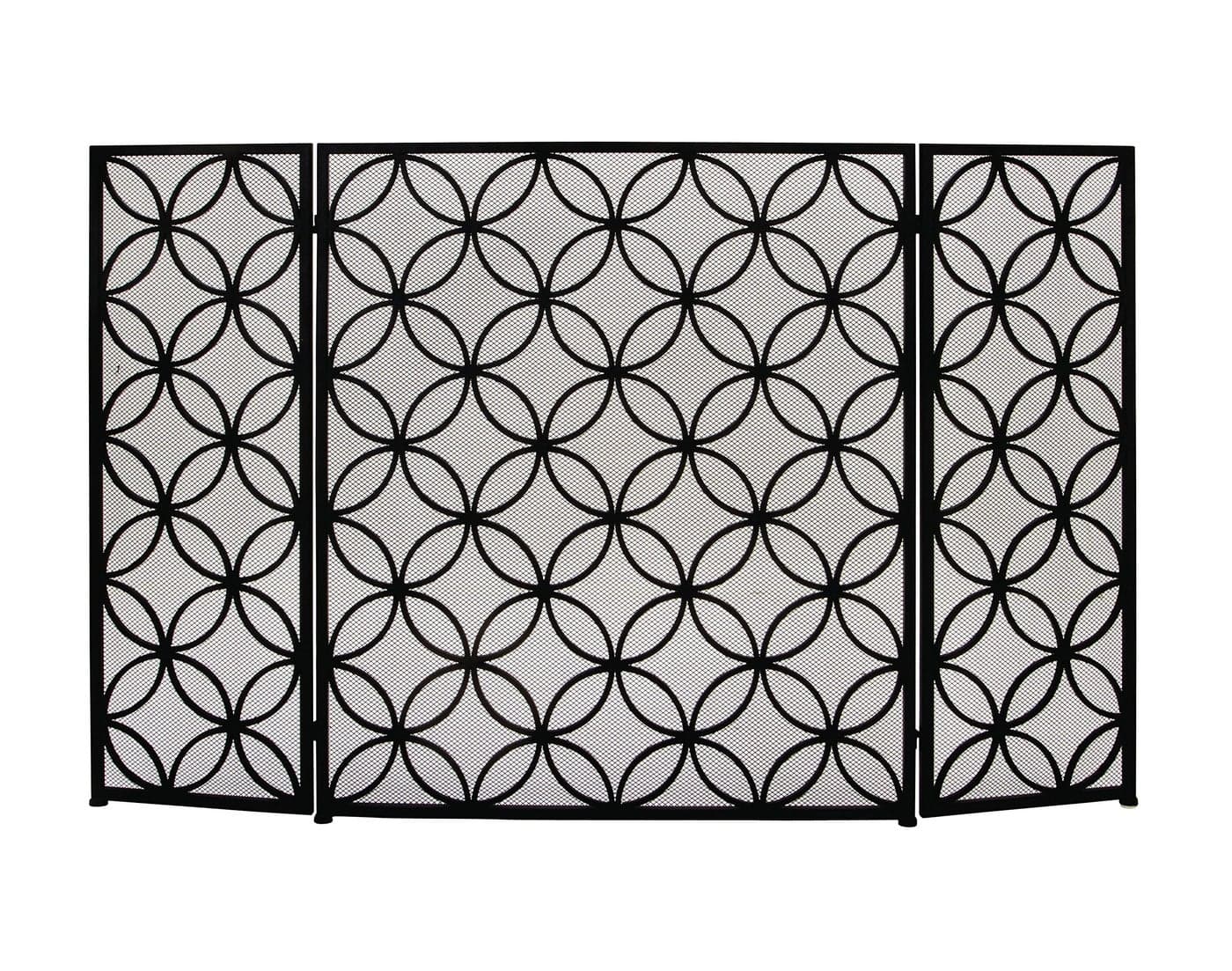 Deco 79 Metal Rectangle Fireplace Screen with Geometric Patterns 48 x 1 x 30 Black
