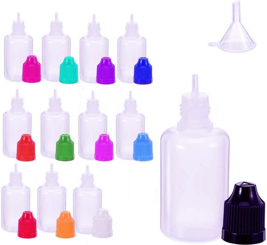 DIY Crafts Pack of 12 Pcs White 10ml Plastic Squeezable Liquid Bottle with Childproof CapThin TipFunnelMeasuring CuPack of 12 Pcs White