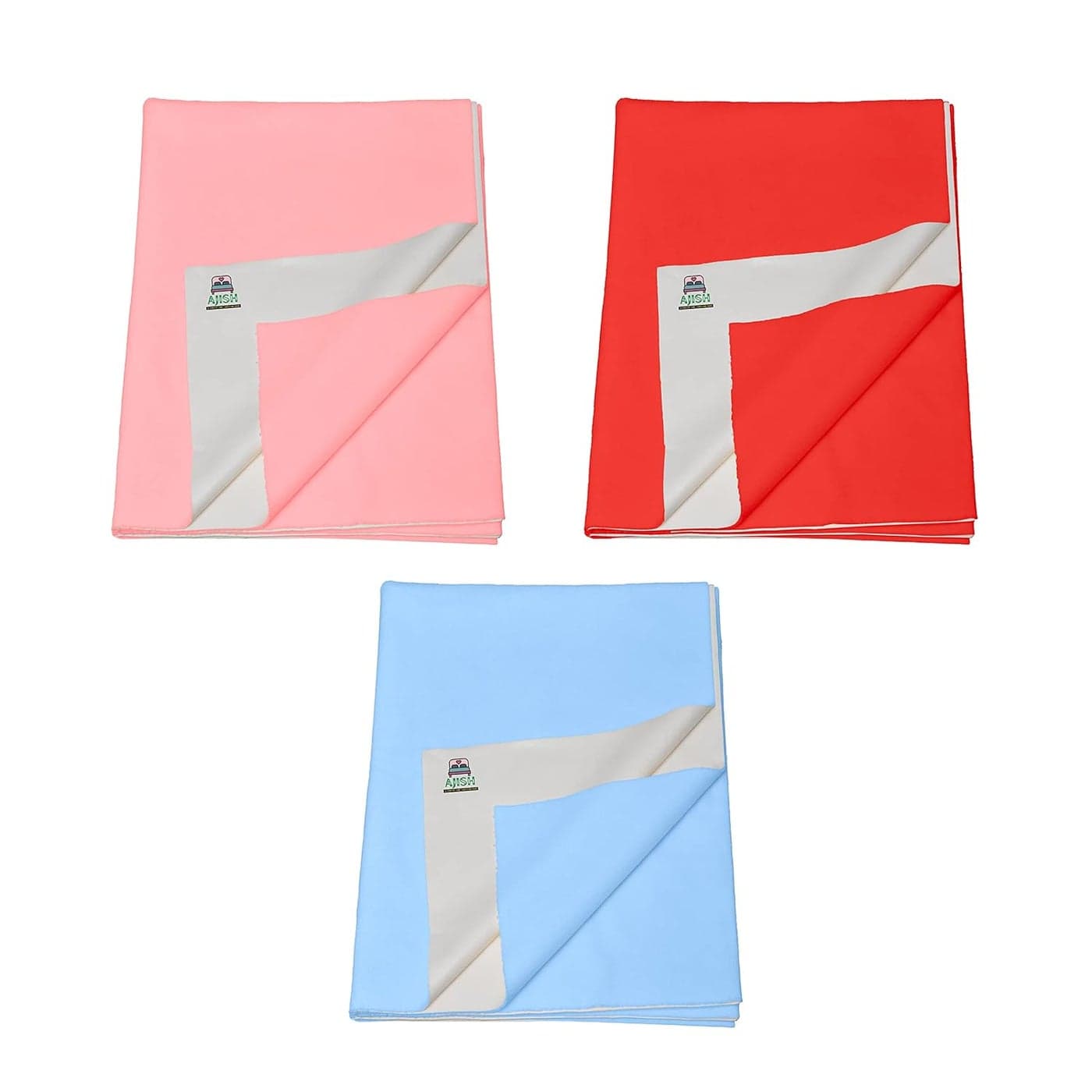 Pack of 3 Baby Bed Protector Reusable Soft Cotton 100 Waterproof High Absorbent Faster Dry Sheet Best for New Born Babies Toddler Children Medium 70X100CM PinkRedSky Blue