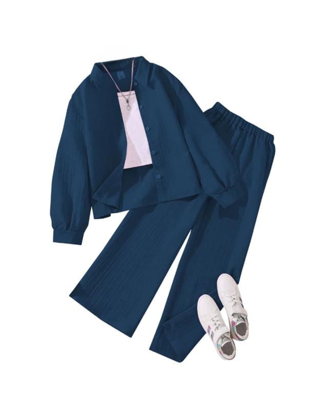 Niren Enterprise Girls' 2-Piece Co-Ord Rama Shirt & Pants, Soft Fabric, Casual Wear, Relaxed Fit for Kids Set