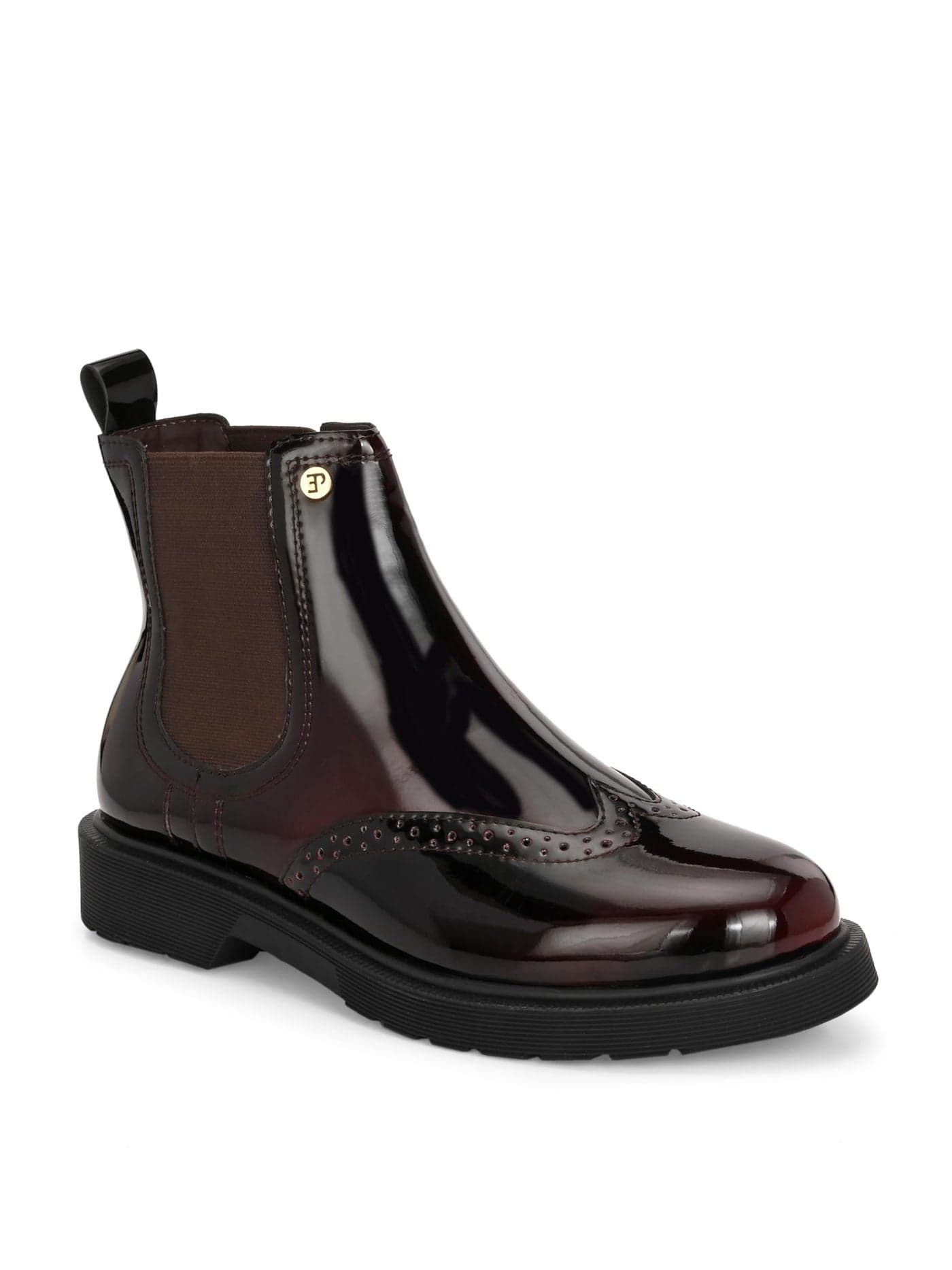 EL PASO Women Wine Faux Leather Casual Chelsea Boots-6