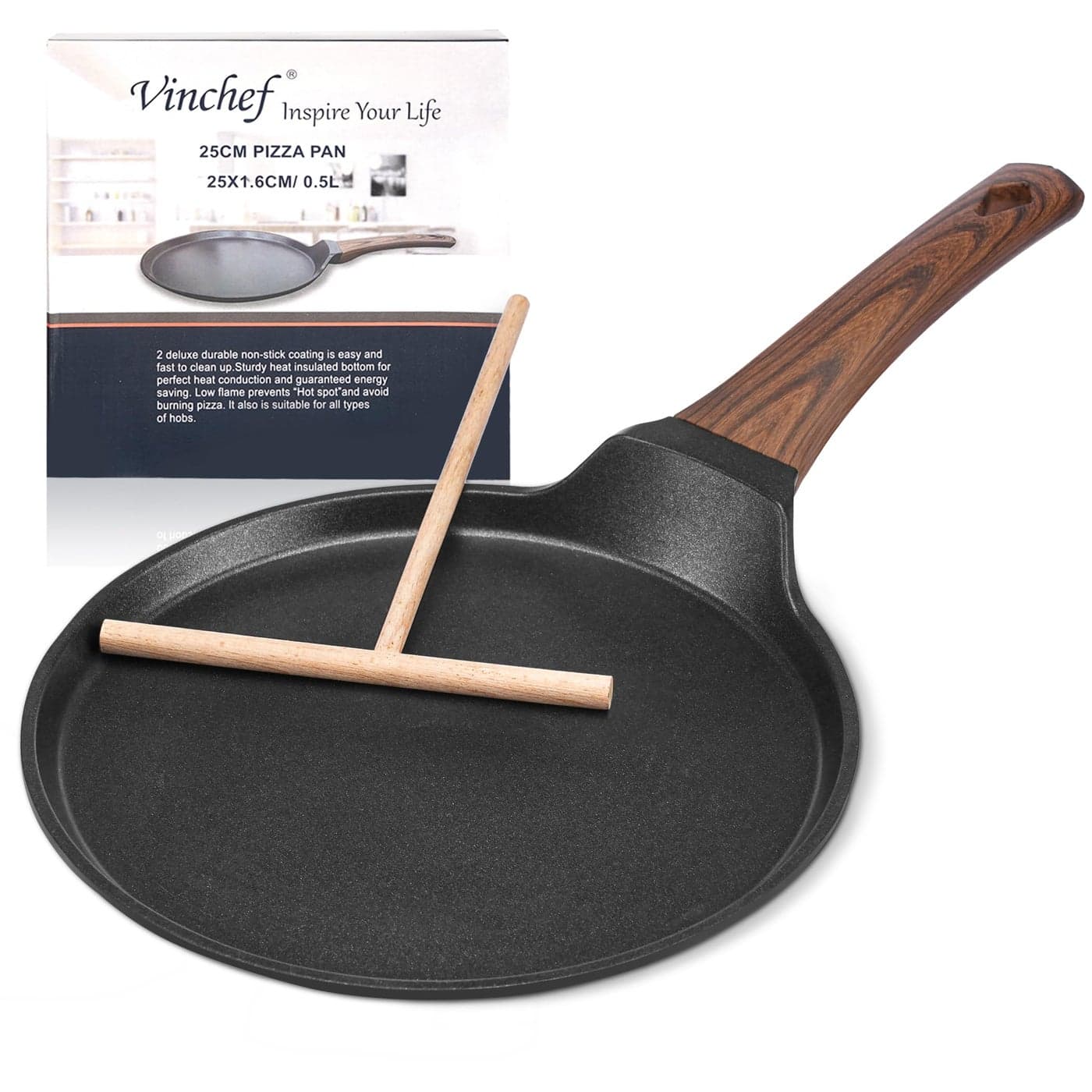 Vinchef Nonstick Crepe Pan 11inch Skillet Pan for Dosa Tawa Omelette Tortillas Crispy Pancake Griddle Pancake Pan PFOA FREE and Induction Compatible